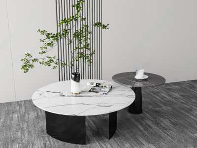 现代大理石茶几3D模型下载